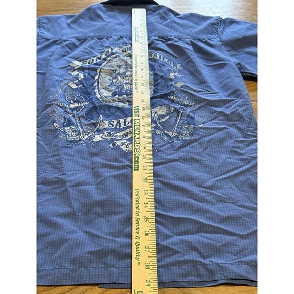 Margaritaville Shirt Men Size Medium Button‎ Down Blue Son Of A Sailor Saloon - Picture 11 of 13